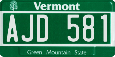 VT license plate AJD581