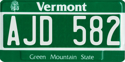 VT license plate AJD582