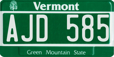 VT license plate AJD585