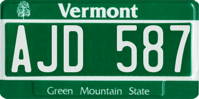 VT license plate AJD587