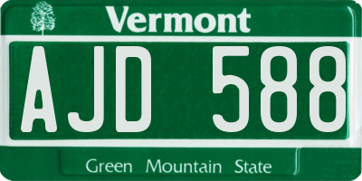 VT license plate AJD588