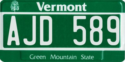 VT license plate AJD589