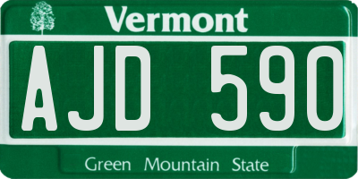 VT license plate AJD590