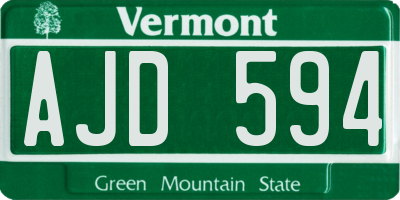 VT license plate AJD594