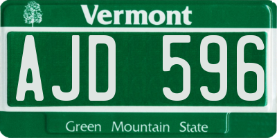 VT license plate AJD596
