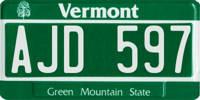 VT license plate AJD597