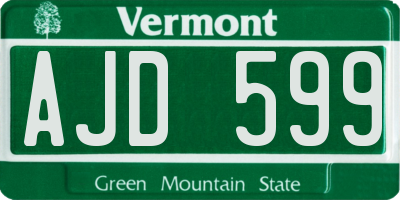 VT license plate AJD599