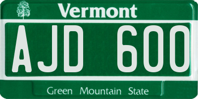 VT license plate AJD600