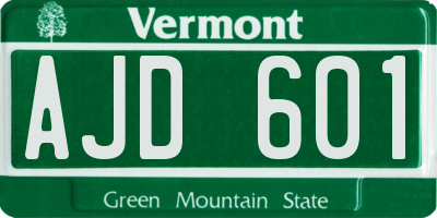 VT license plate AJD601
