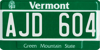 VT license plate AJD604