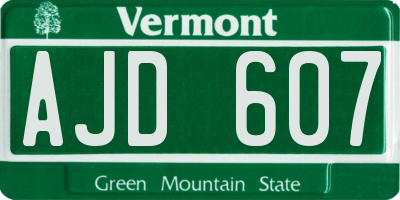 VT license plate AJD607