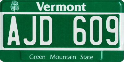 VT license plate AJD609