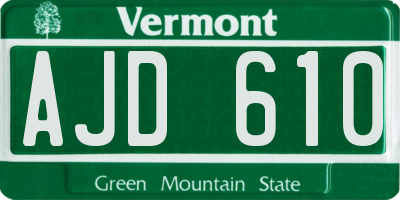 VT license plate AJD610