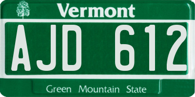 VT license plate AJD612