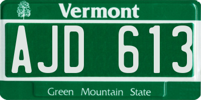 VT license plate AJD613