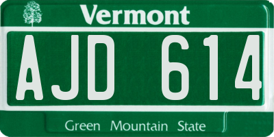 VT license plate AJD614