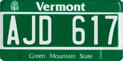 VT license plate AJD617