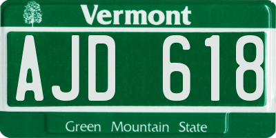 VT license plate AJD618
