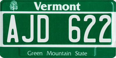 VT license plate AJD622