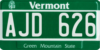 VT license plate AJD626