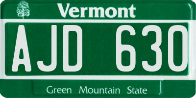 VT license plate AJD630