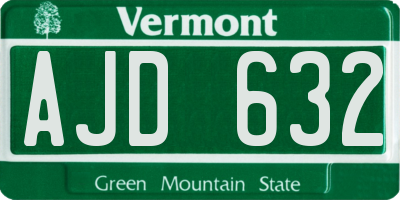 VT license plate AJD632