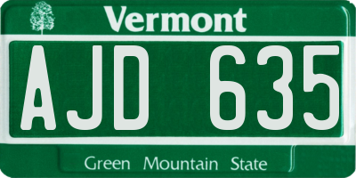 VT license plate AJD635