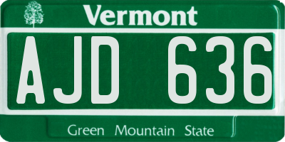 VT license plate AJD636