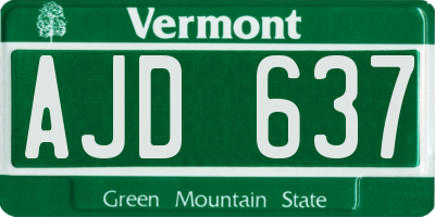 VT license plate AJD637