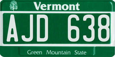 VT license plate AJD638