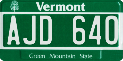VT license plate AJD640