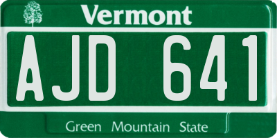 VT license plate AJD641