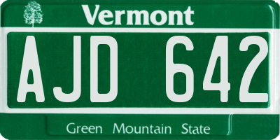 VT license plate AJD642