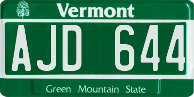 VT license plate AJD644
