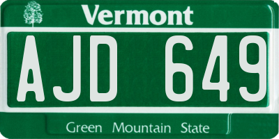 VT license plate AJD649