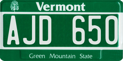 VT license plate AJD650