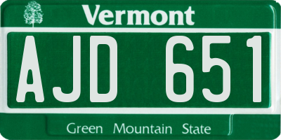 VT license plate AJD651