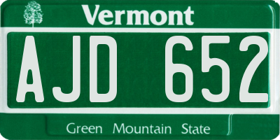 VT license plate AJD652