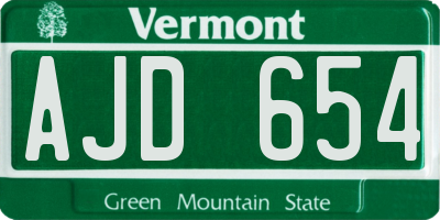 VT license plate AJD654