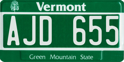 VT license plate AJD655