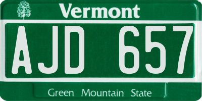 VT license plate AJD657