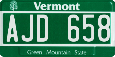 VT license plate AJD658