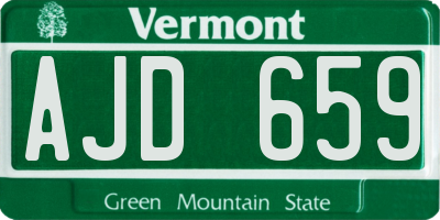 VT license plate AJD659