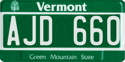 VT license plate AJD660