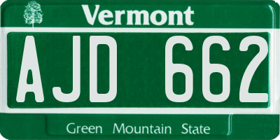 VT license plate AJD662