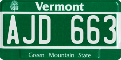 VT license plate AJD663