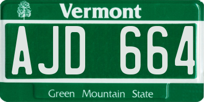 VT license plate AJD664