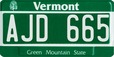 VT license plate AJD665