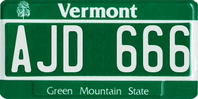 VT license plate AJD666