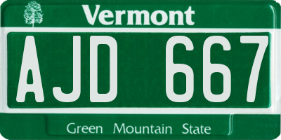 VT license plate AJD667